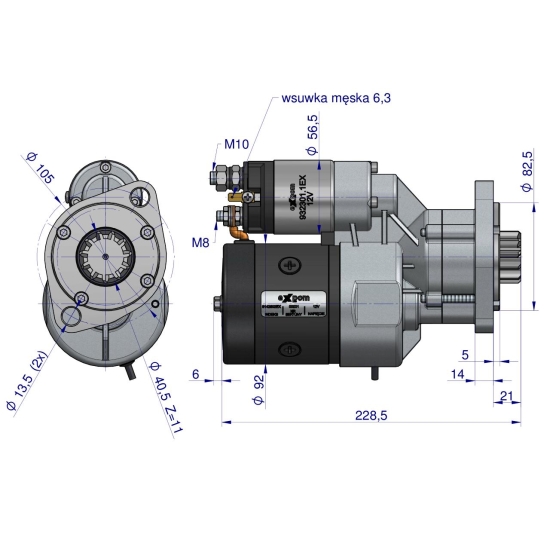 Rozrusznik z reduktorem typu Magneton Lamborghini Same 9142602 Blu Line EXPOM KWIDZYN