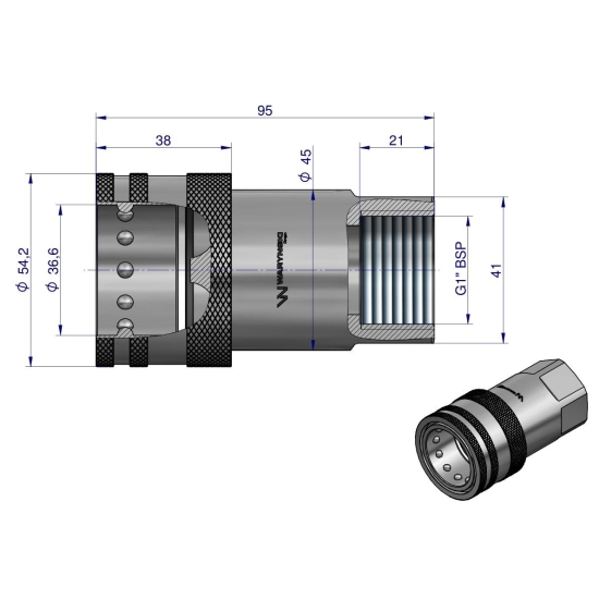 Szybkozłącze hydrauliczne gniazdo G1