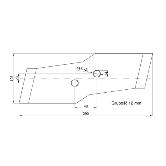 Dłuto, nakładka lemiesza obracalna prawa Kuhn Vulcan pasuje śruba M12X34OV2 - 2 szt.