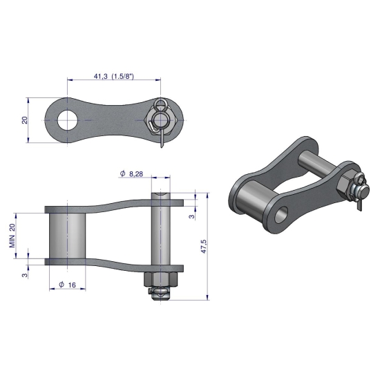 Półzamek łańcucha S55X (R1 41.30) zastosowanie Bizon Anna Waryński ( sprzedawane po 5 ) 5040170870 5040050510 55140000