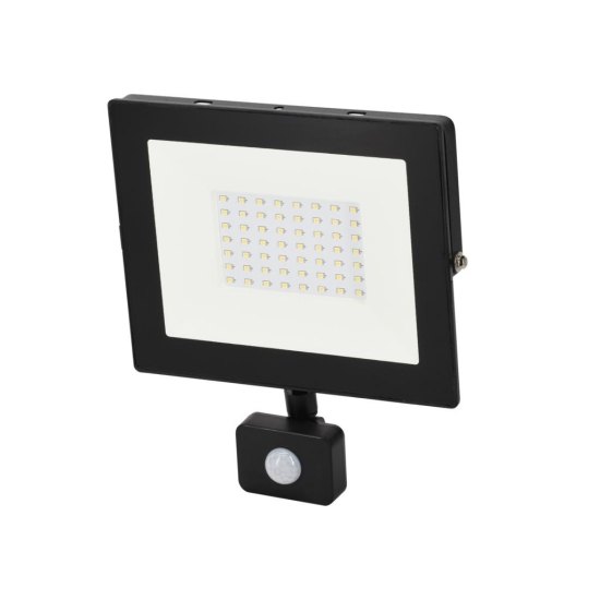 Naświetlacz. Lampa LED SMD 230V 50W 6500K 4320LM IP65 CZARNY Z CZUJNIKIEM RUCHU