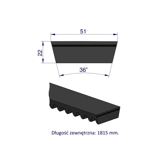 Pas klinowy Hard-Belt (T-702536.0) AP1001200 do CLAAS / DEUTZ-FAHR 702536.0 / 6204313 TEGER