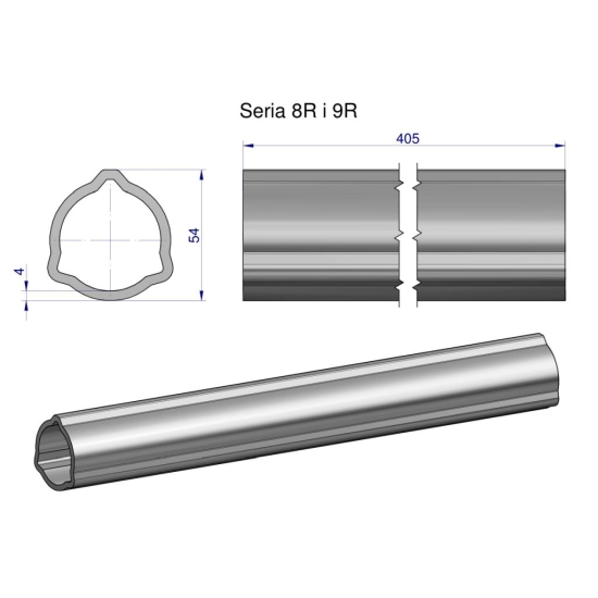 Rura wewnętrzna Seria 8R i 9R do wału 560 przegubowo-teleskopowego 54x5mm 405 mm WARYŃSKI