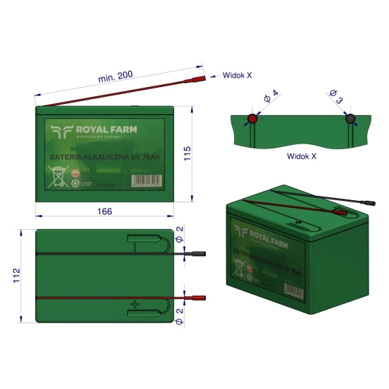 Bateria alkaliczna 75Ah 9V ROYAL FARM 201031002