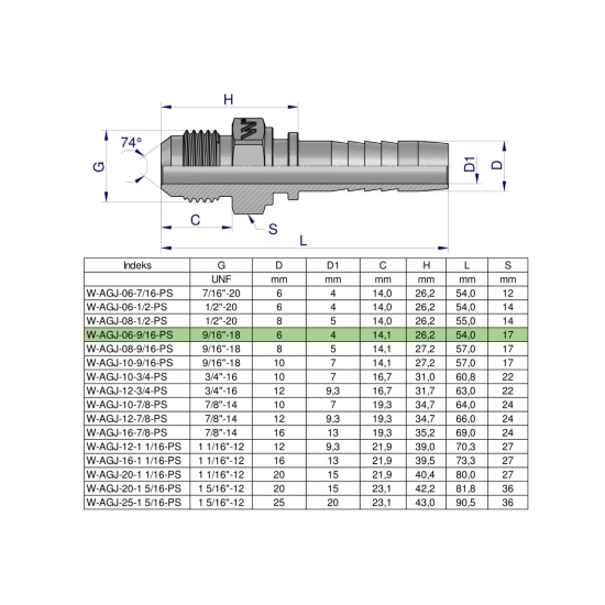 Zakucie hydrauliczne AGJ DN06 9/16