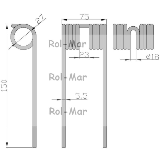 Palec podbieracza prasa Krone 938158.1 5.5/28/76/145 ( sprzedawane po 5 )