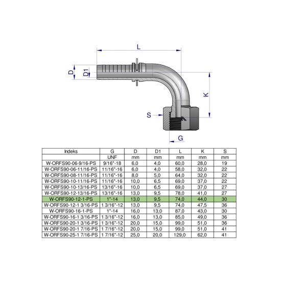 Zakucie hydrauliczne ORFS90 DN13 1