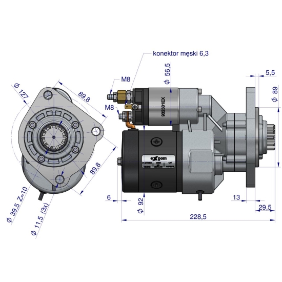 Rozrusznik z reduktorem typu Magneton Case MF 9142720 Blue Line EXPOM KWIDZYN