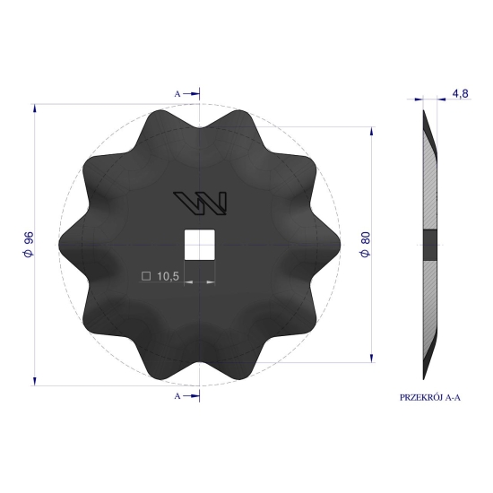 Nóż paszowozu okrągły 96x5 mm zastosowanie do Luclar Waryński