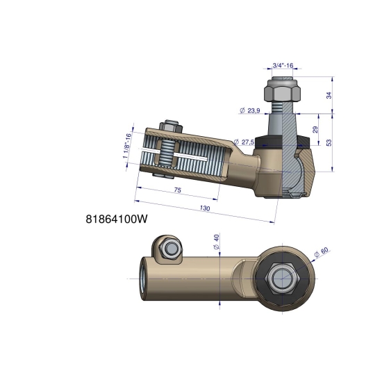 Przegub kierowniczy 130mm - M1 1/8