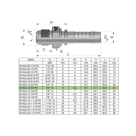 Zakucie hydrauliczne AGJ DN13 3/4