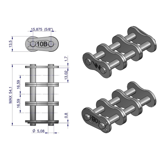 Zamek łańcucha Z10B-3 (R3 5/8) Waryński ( sprzedawane po 5 )