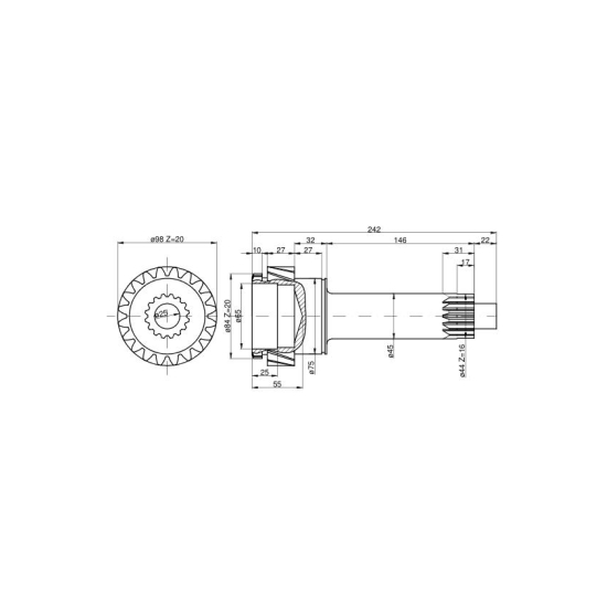 Wałek napędzający bez reduktora Z-20 84120508 C-385