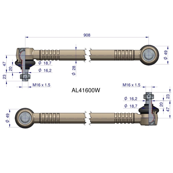 Drążek kierowniczy 908mm AL41600 WARYŃSKI