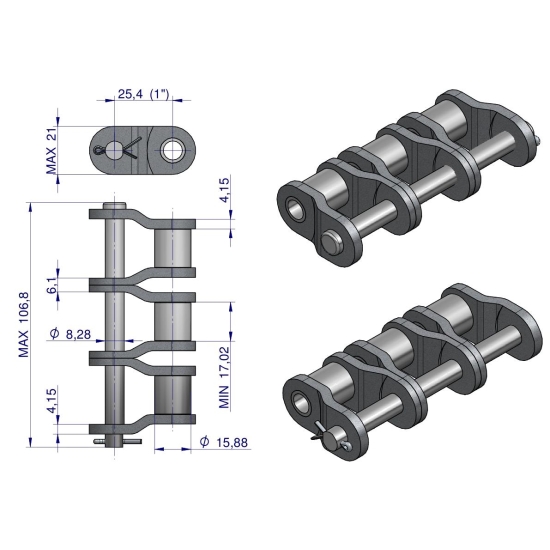 Półogniwo łańcucha P16B-3 (R3 1) Waryński ( sprzedawane po 5 )