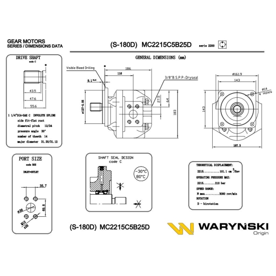 Silnik hydrauliczny MC2215C5B25D (S-180D) Waryński