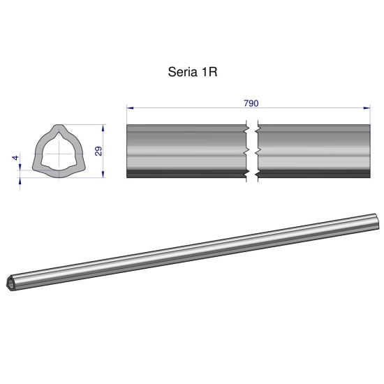 Rura wewnętrzna Seria 1R do wału 910 przegubowo-teleskopowego 29x4 mm 790 mm WARYŃSKI