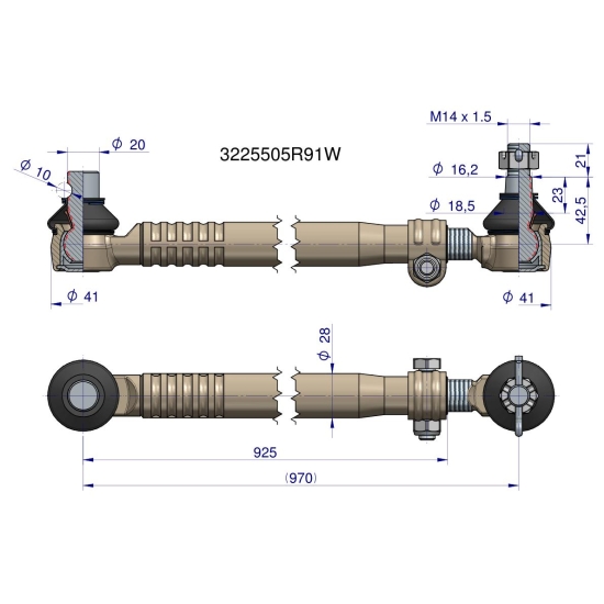 Drążek kierowniczy 3225505R91 WARYŃSKI