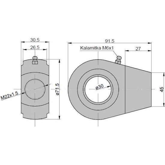 Ucho siłownika łożysko GE-30 KT2*50 (UE2. 50)