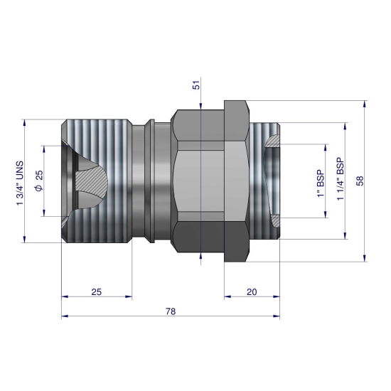 Szybkozłącze hydrauliczne skręcane (motylkowe) gniazdo G3/4