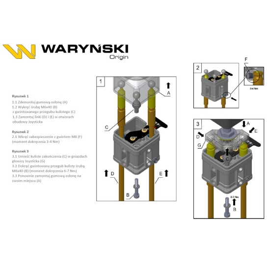 Joystick pod linki zakończone kulką z 1 przełącznikiem (z przyciskiem na kulkę. IP-6019. JOYSTIKK) Waryński