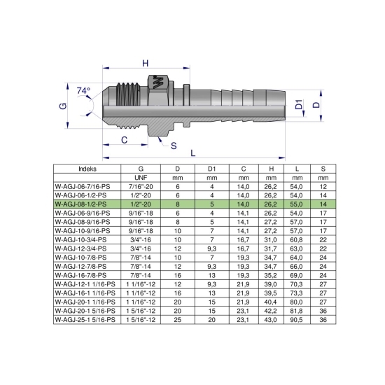 Zakucie hydrauliczne AGJ DN08 1/2