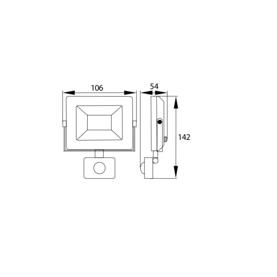 Naświetlacz, Lampa LED SMD 230V 10W 4000K 800LM IP65 CZARNY Z CZUJNIKIEM RUCHU