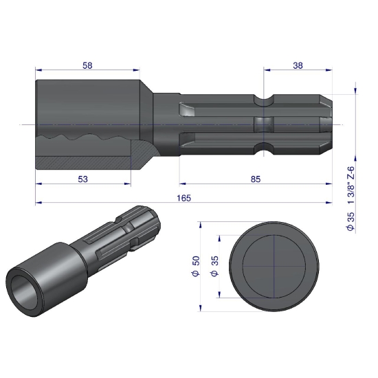 Redukcja adapter otwór wew. Q 35 mm na wałek 1 3/8