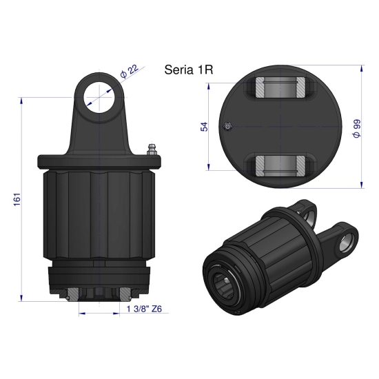 Sprzęgło zapadkowe wału Seria 1R 500 Nm - 22x54 - 1 3/8 Z6 WARYŃSKI