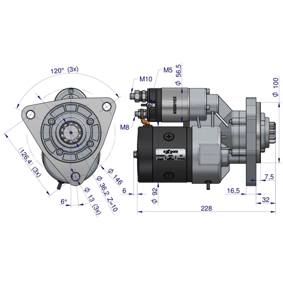 Rozrusznik z reduktorem typu Magneton T25 MTZ Blue Line EXPOM KWIDZYN