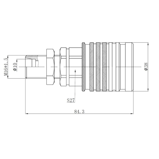 Szybkozłącze hydrauliczne gniazdo EURO M16x1.5 GZ Push-pull long (9100816GL) VOIMA