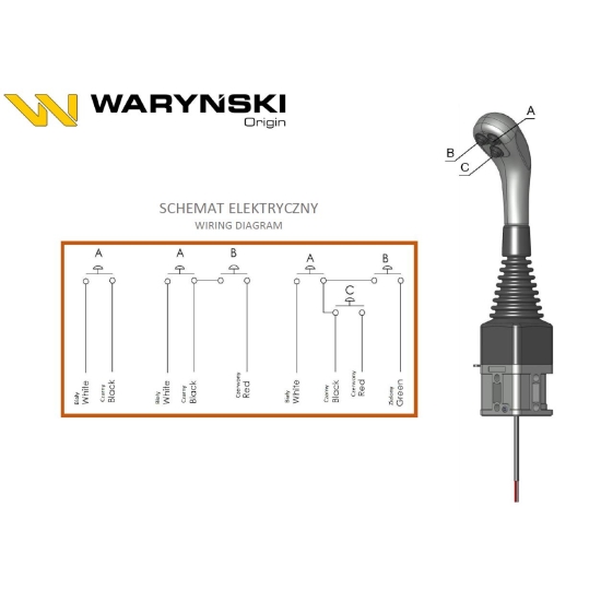 Joystick pod linki zakończone kulką z 1 przełącznikiem (z przyciskiem na kulkę. IP-6019. JOYSTIKK) Waryński