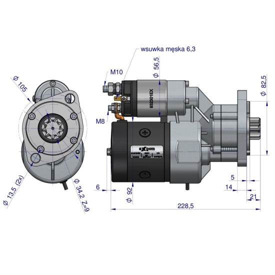 Rozrusznik z reduktorem typu Magneton 9142781 C-328 Claas Deutz Blue Line EXPOM KWIDZYN