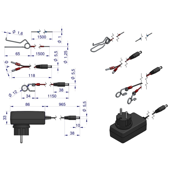 Elektryzator 0.5J bateryjno-sieciowy (uniwersalny) RF-500 z zasilaczem ROYAL FARM