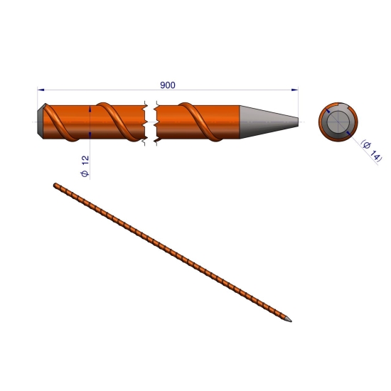 Palik Słupek z włókna szklanego 12mm L-900 ROYAL FARM ( sprzedawane po 10 )