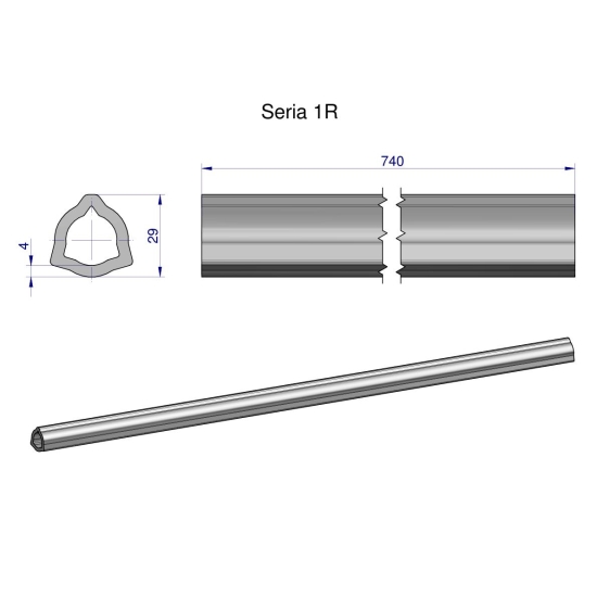 Rura wewnętrzna Seria 1R do wału 860 przegubowo-teleskopowego 29x4 mm 740 mm WARYŃSKI