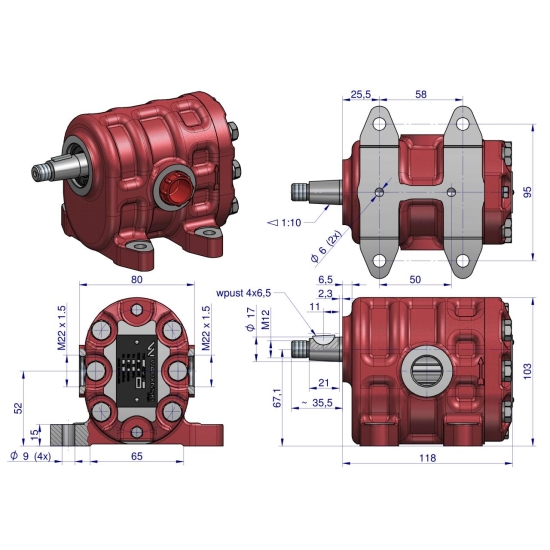 Pompa hydrauliczna PZ18AT podnośnika wzmocniona 23 l/min C-330 ORYGINAŁ URSUS