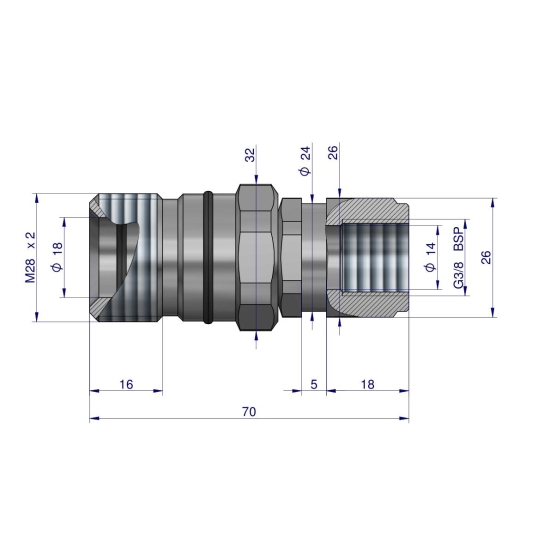 Szybkozłącze hydrauliczne skręcane gniazdo G3/8