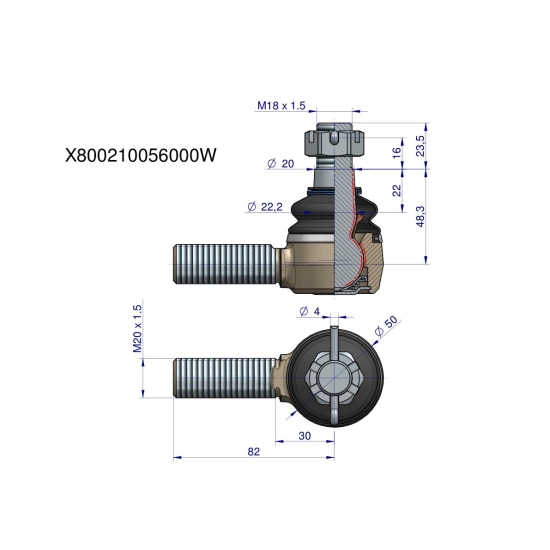 Przegub kierowniczy M20x1.5 X800210056000 WARYŃSKI