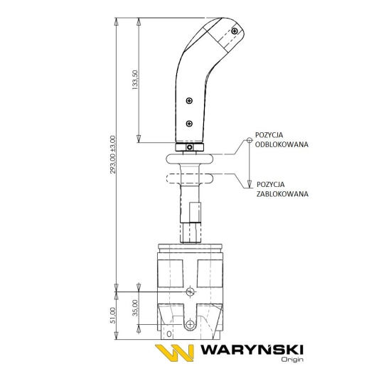 Joystick pod linki zakończone widełkami bez przełącznika (bez przycisku. na widełki IP-6046) Waryński