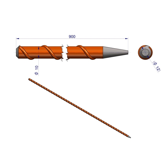 Palik Słupek z włókna szklanego 10mm L-900 ROYAL FARM ( sprzedawane po 10 )