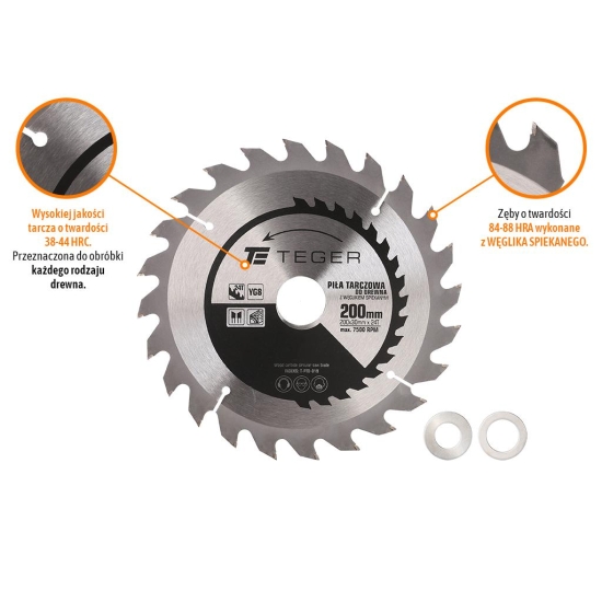 Piła tarczowa do drewna z węglikiem spiekanym 200x30x24T / TEGER