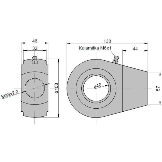 Ucho siłownika KT2.80 (UE2.80) łożysko GE40