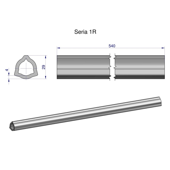 Rura wewnętrzna Seria 1R do wału 660 przegubowo-teleskopowego 29x4 mm 540 mm WARYŃSKI