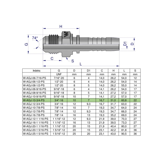 Zakucie hydrauliczne AGJ DN10 3/4