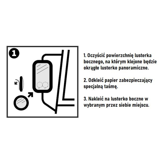 Lusterko okrągłe panoramiczne. lusterko pomocnicze fi-107 mm -klejone bezpośrednio na lusterko boczne