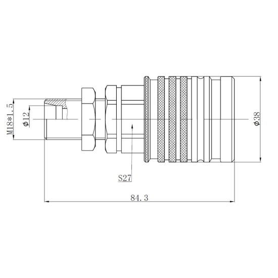 Szybkozłącze hydrauliczne gniazdo EURO M18x1.5 GZ Push-pull long (9100818GL) VOIMA