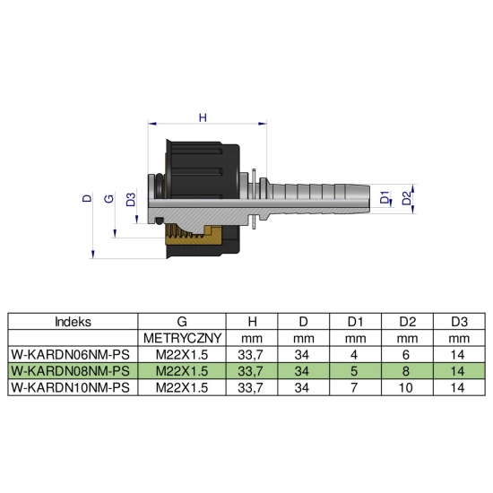 Zakucie nakretka do myjek (pasuje do Karcher) na waz DN08 GW M22x1.5 (RM-KARDN08NM) PREMIUM Waryński ( sprzedawane po 10 )