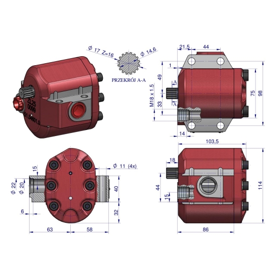 Pompa hydrauliczna podnośnika wzmocniona 36 l/min C-360 ORYGINAŁ URSUS