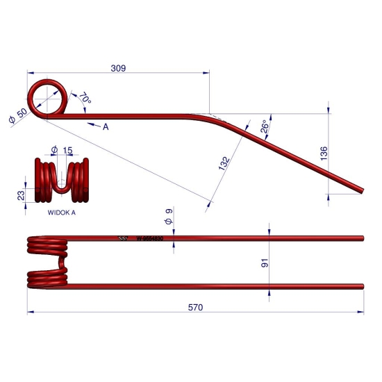 Palec zgrabiarka do Claas 9554830 Waryński